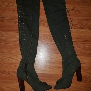 Olive Green knee boots NWOT